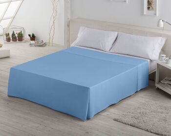 Drap TOP SHEET bleu clair - lit 90 50% coton / 50% polyester - 144 fils. Poids : 115 3