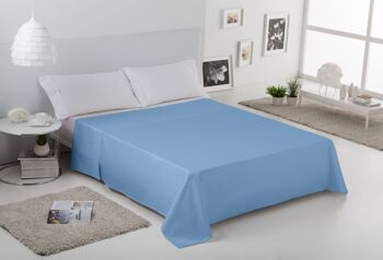 Drap TOP SHEET bleu clair - lit 90 50% coton / 50% polyester - 144 fils. Poids : 115 4