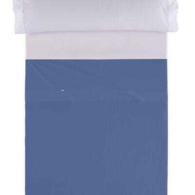Blaues Gegenbettlaken – Bett aus 105 % Baumwolle, 50 % Polyester – 144 Fäden. Gewicht: 115