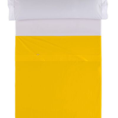 Senffarbenes Gegenbettlaken – Bett aus 105 % Baumwolle, 50 % Polyester – 144 Fäden. Gewicht: 115