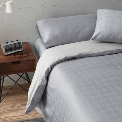 Sophia. Steel-colored percale duvet cover and pillowcase(s) set. 135/140 cm bed. 2 pieces
