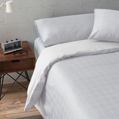 Sophia. White percale duvet cover and pillowcase(s) set. 135/140 cm bed. 2 pieces