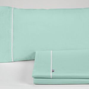 Parure de draps aqua uni - Lit 90 (3 pièces) - 50% coton / 50% polyester - 144 fils. Poids : 115