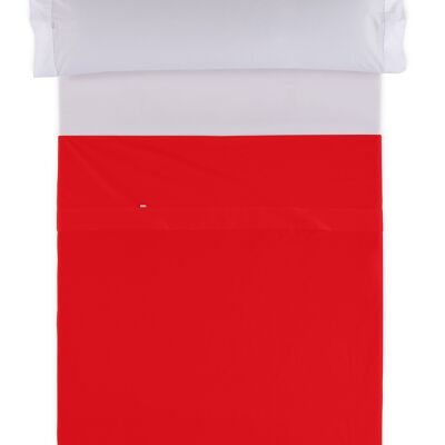 Sábana SABANA ENCIMERA color rojo amapola - Cama de 90 50% algodón / 50% poliéster - 144 hilos. Gramage: 115