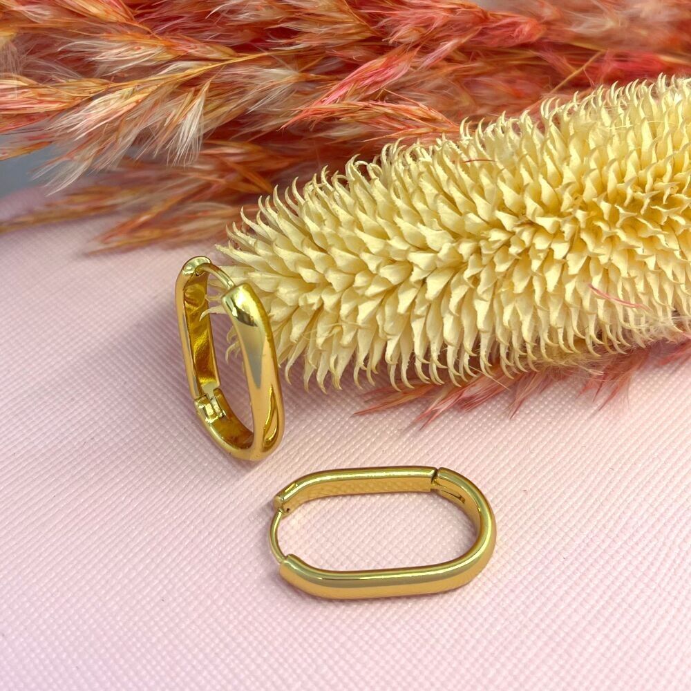 Creolo in acciaio inossidabile oro ovale lucido 25*15mm