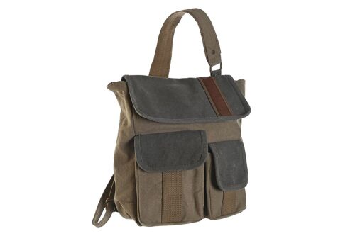 BOLSO BANDOLERA CANVAS CUERO 23X10X30 BEIGE BO206672