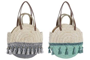 SAC FIBRE SEAGRASS 39X9X48 FRANGES 2 ASSORTIMENTS. BO196192 1