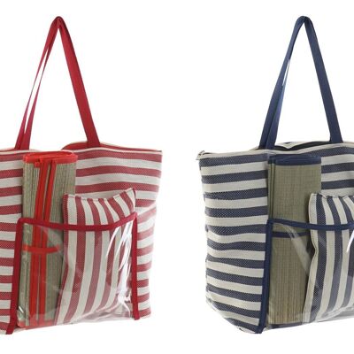 BAG SET 3 CANVAS PVC 55X17X35 26 STRIPES 2 ASSORTMENTS. BO196502