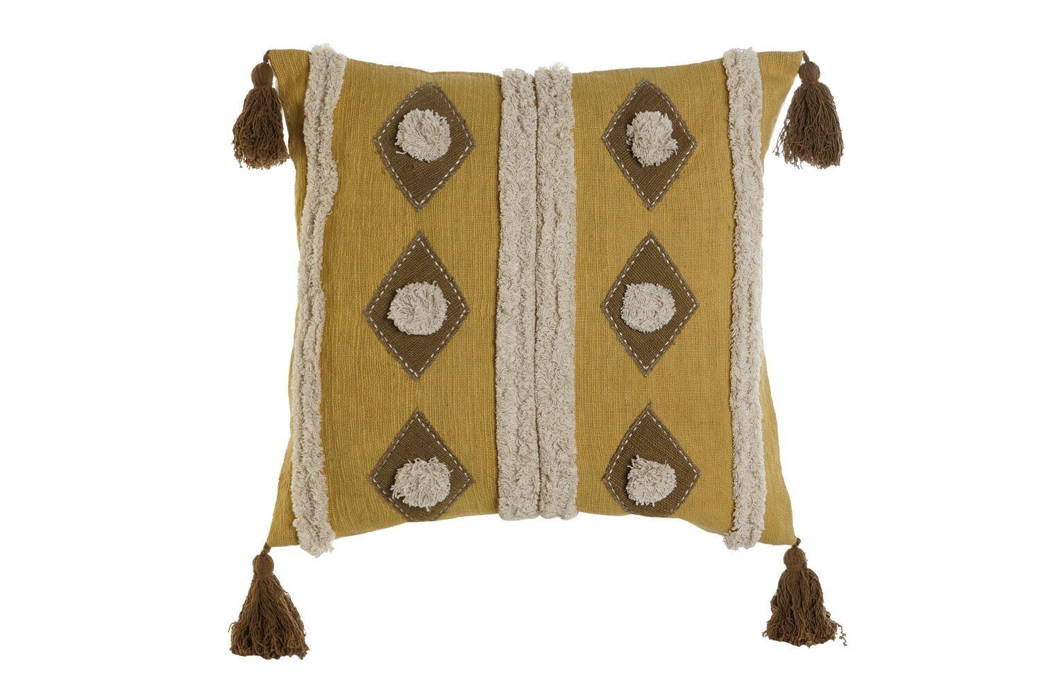 CUSCINO IN COTONE 45X15X45 420 GR, RICAMO SENAPE TX208737