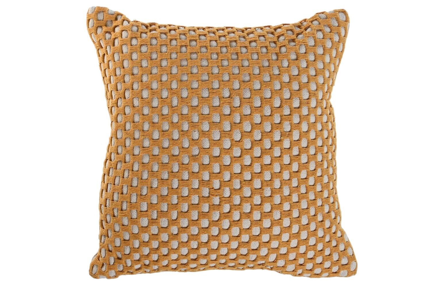 CUSCINO IN COTONE 45X45 756 GR, FRANGE SENAPE TX213474