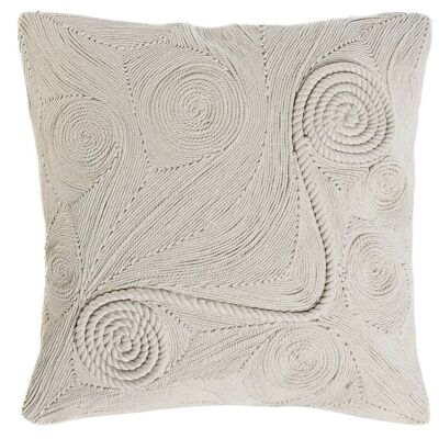 COTTON CUSHION 45X45 836 GR, HAND EMBROIDERY WHITE TX213365