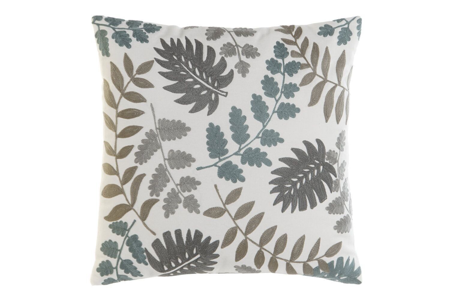 CUSCINO IN COTONE 45X8X45 450 GR, RICAMO FOGLIE TX208842