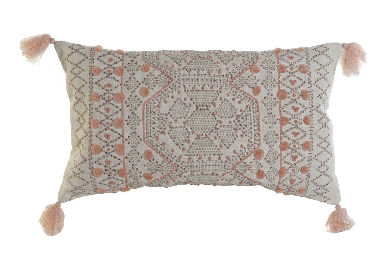 CUSCINO IN COTONE 50X15X30 470GR, RICAMO PALMA ROSA TX208683