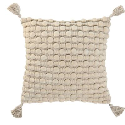 BAUMWOLL-JUTE-KISSEN 45X45 922 GR, HANDGEFERTIGT TX213618