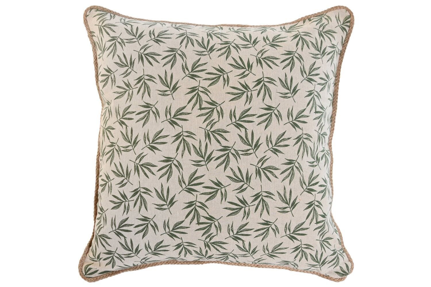 CUSCINO IN JUTA COTONE 45X5X45 420 GR. VERDE STAMPATO TX210162