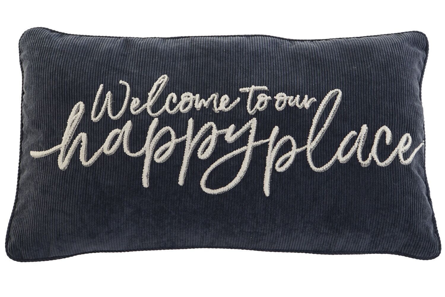 CUSCINO IN VELLUTO A COSTE 60X10X35 450 GR, RICAMO BLU TX210829