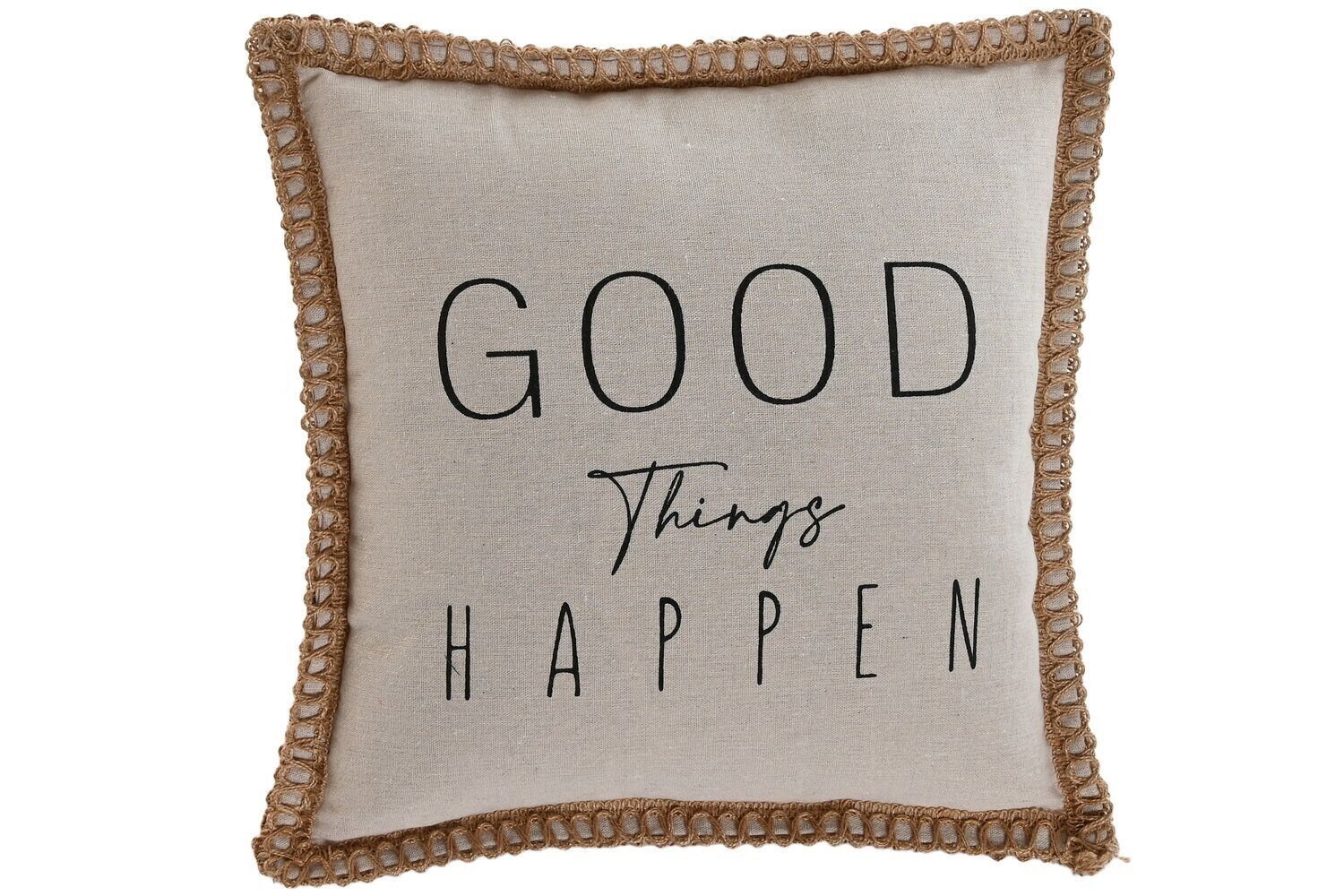 CUSCINO IN COTONE POLIESTERE 45X45 420 GR, FRANGE BEIGE TX213600