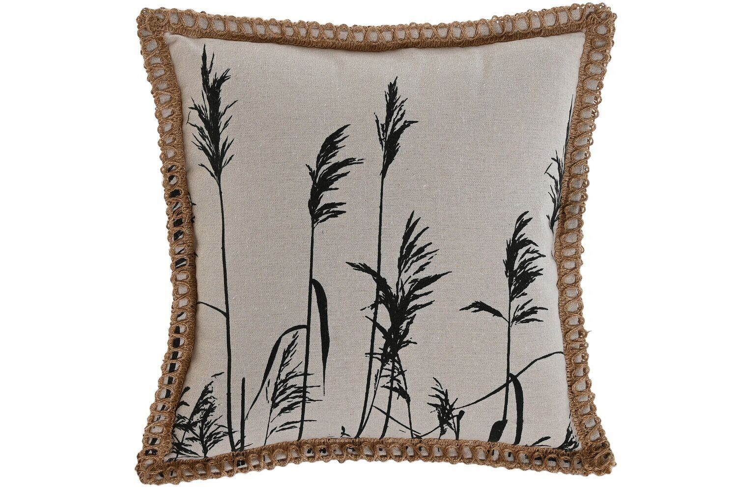 CUSCINO IN COTONE POLIESTERE 45X45 420 GR, FRANGE BEIGE TX213599