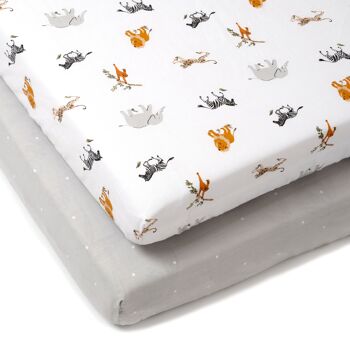 Jungle Dream Lot de 2 draps-housses pour lit bébé - 140 x 70 cm 2