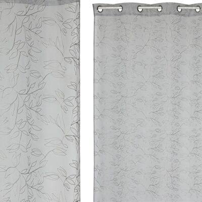 RIDEAU POLYESTER 140X260 8 ANNEAUX GRIS CLAIR TX213390