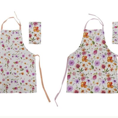 APRON SET 2 COTTON 60X0,5X80 BLOOM 2 ASSORTMENT. PC186910