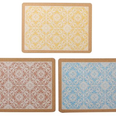 INDIVIDUAL CORCHO 40X30X0,5 AZULEJOS 3 SURT. PC190269