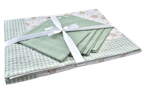 MANTEL SET 5 ALGODON 150X150X0,5 VICHY SWEET VERDE PC193039