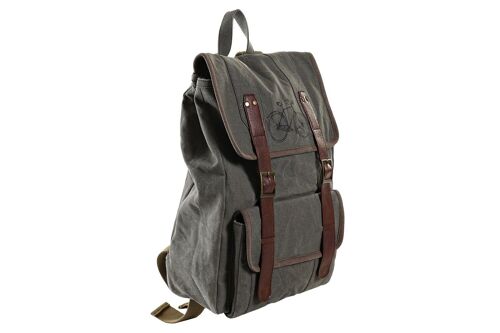 MOCHILA CANVAS CUERO 33X12X47 BICICLETA MARRON BO196041