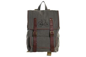 SAC A DOS TOILE CUIR 33X12X47 MARRON VELO BO196041 5