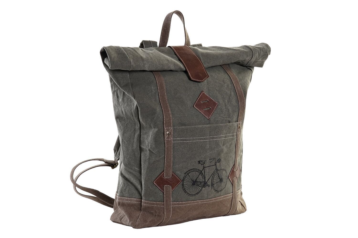 ZAINO CANVAS PELLE 44X12X49 8 MARRONE BO196046