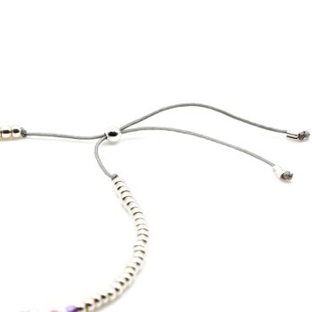Bracelet perlé Fleur sauvage - Argent, Violet 4