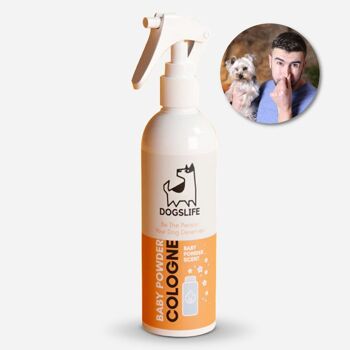 Spray pour chien parfumé à la poudre pour bébé 1