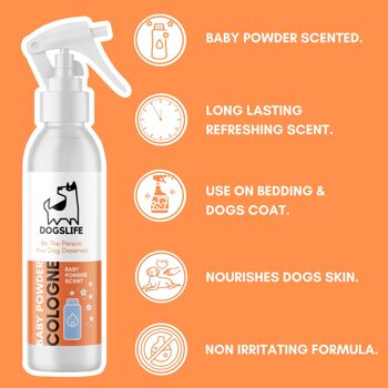 Spray pour chien parfumé à la poudre pour bébé 4