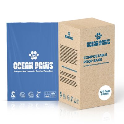 Sacs à crottes de chien compostables 8 rouleaux (120 sacs)