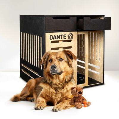 Hundehütte aus Holz mit Personalisierung