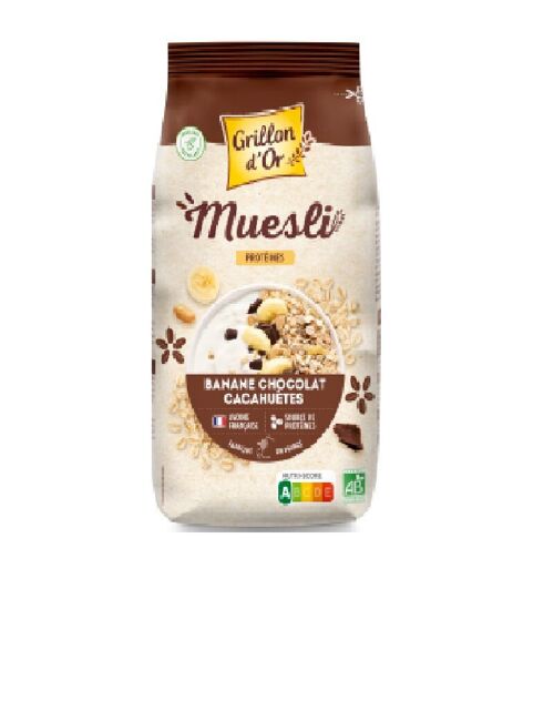 MUESLI BANANE CHOCOLAT CACAHUETES PROTEINE - 500 Gr
