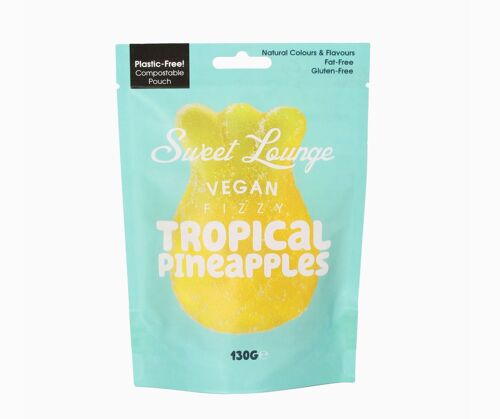 Fizzy Vegan Tropical Pineapples (Plastic-Free) 130g Share Bag