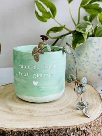 Cadeau Fête des Peres, Mini Pot Jesmonite Personnalisé, Inscription Papa 7