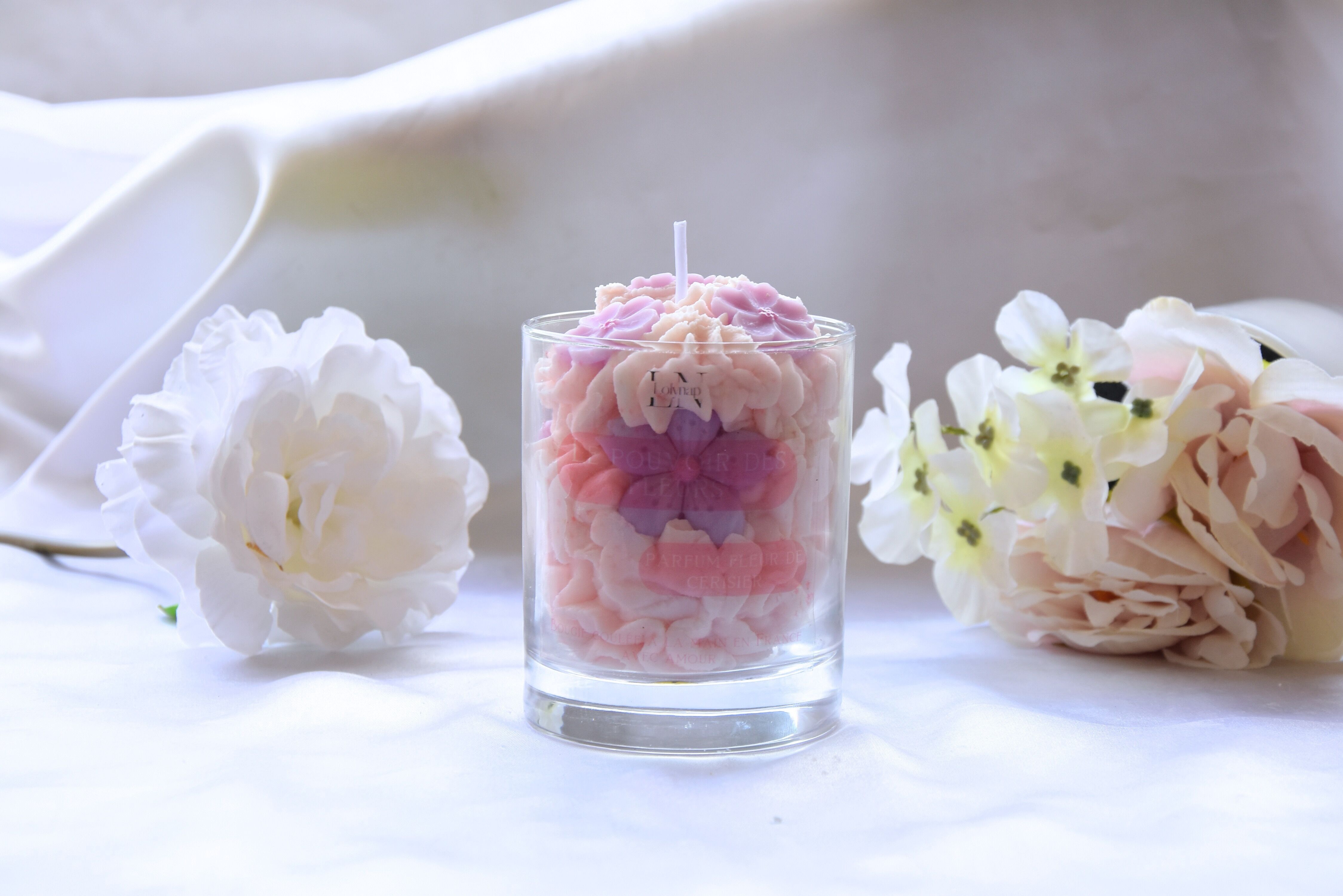 Candela gourmet artigianale profumata ai fiori di ciliegio