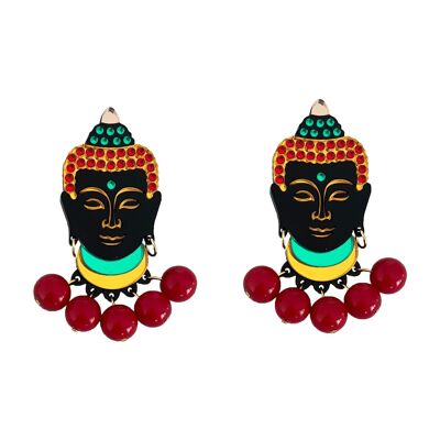 GRANDES BOUCLES D'OREILLES BOUDDHA NOIRES