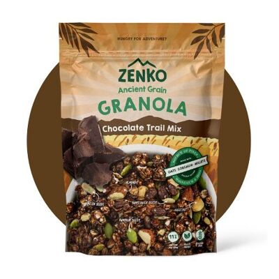 ZENKO Ancient Grain Granola - Chocolate Trail Mix (12x250g) | Vegan, glutenfrei & 13% Protein