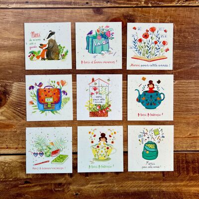 Small traditional square end-of-year greeting cards in a set of 9x5