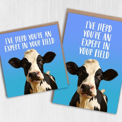Felicitaciones de vaca, tarjeta de agradecimiento: He oído que eres un experto en tu campo
