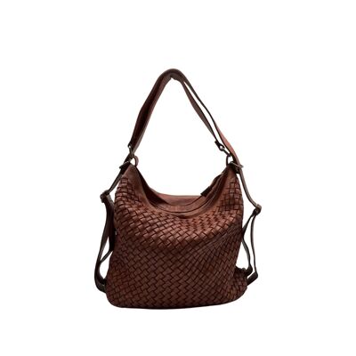 SAC A DOS CUIR WASHED  NOEMIE COGNAC