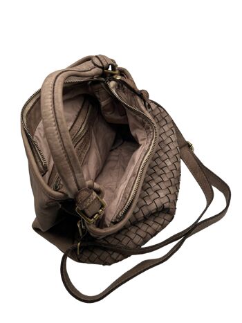 SAC EPAULE CUIR WASHED MIREILLE TAUPE 5