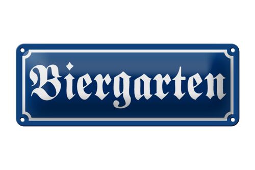 Blechschild Biergarten 27x10cm Ausschank von Bier Brauer Dekoration