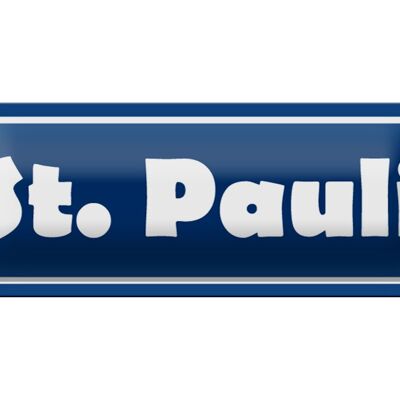 Plaque en étain St. Pauli 27x10cm idée déco quartier Hambourg