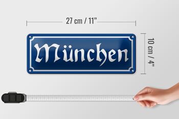 Panneau en étain Munich 27x10cm, décoration de la ville de Bavière Isar 4