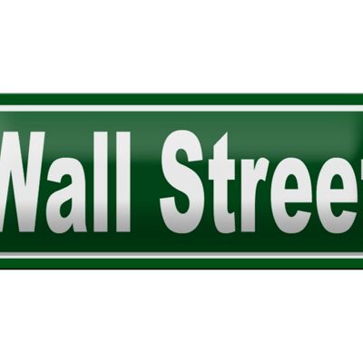 Cartel de chapa Wall Street 27x10cm decoración de la calle Nueva York Manhattan