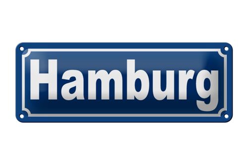 Blechschild Hamburg 27x10cm Stadt Hafenstadt Hansestadt Dekoration